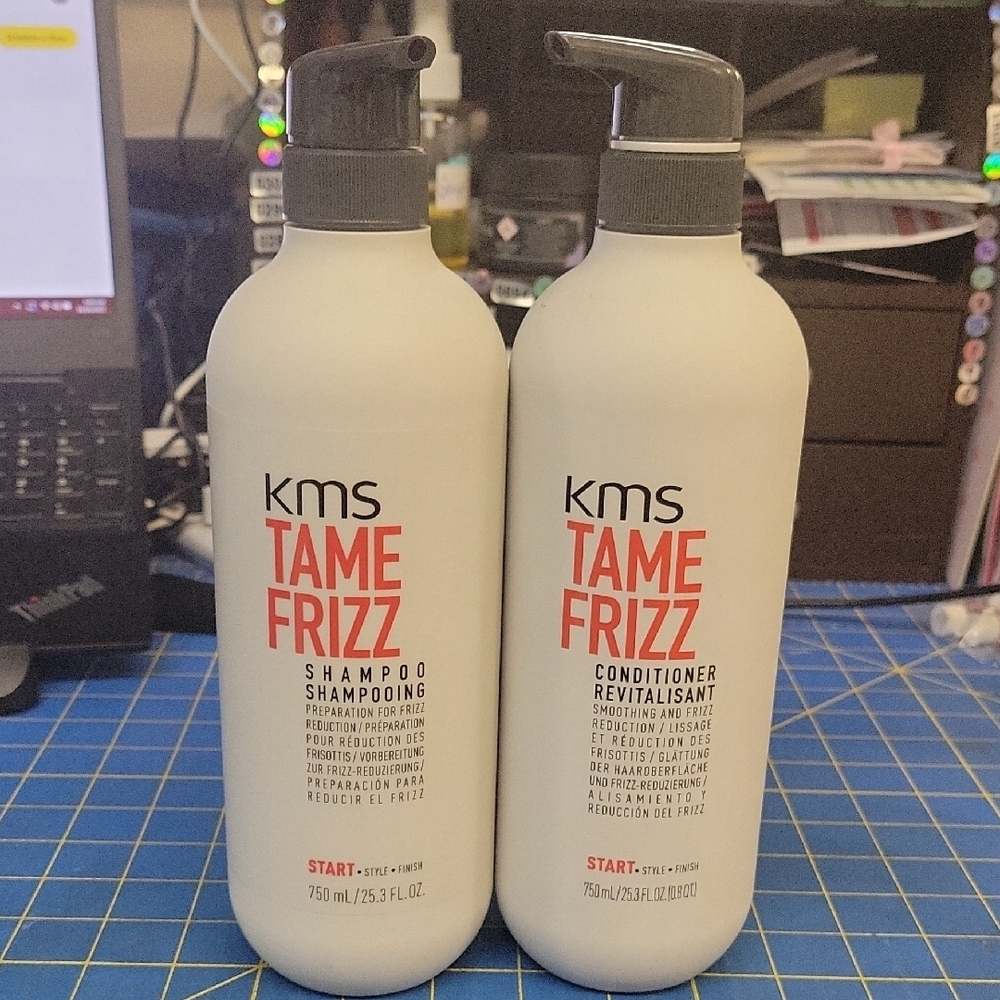 KMS Tame Frizz Shampoo and Conditioner Set Brand New Pump Bottle 750ml Each